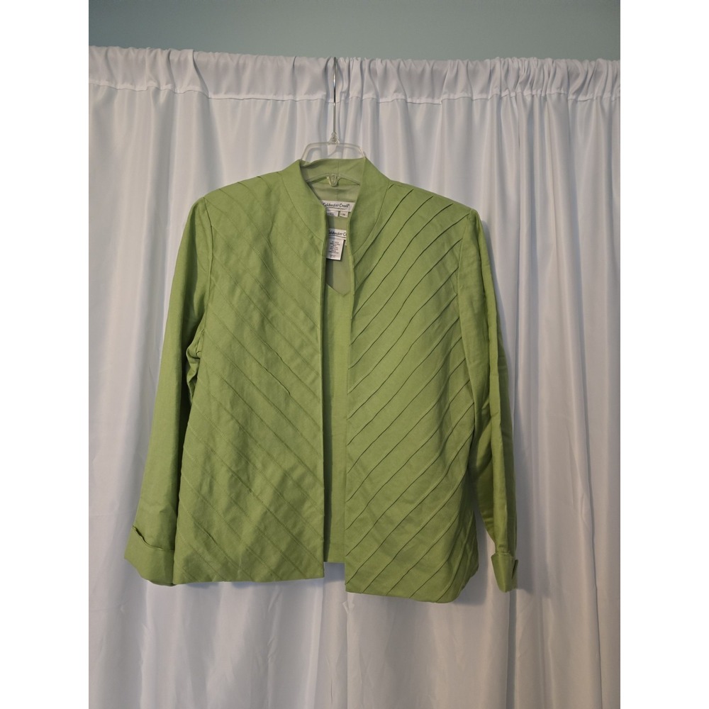 Coldwater Creek Women's 2 Piece Shell & Jacket Green Linen Blend Size 14